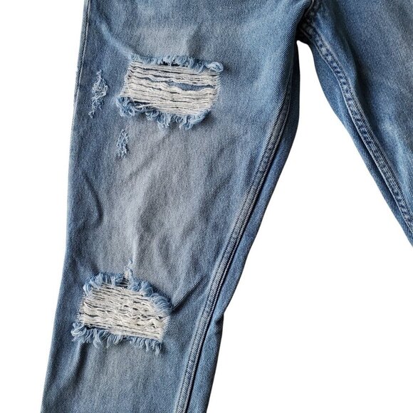 Zara Woman Medium Rise Relaxed Fit Distressed Soft Jeans 100% Cotton Size 8 - Picture 4 of 16